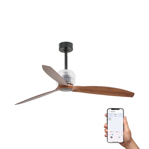 DECO FAN M Black/walnut fan TUYA