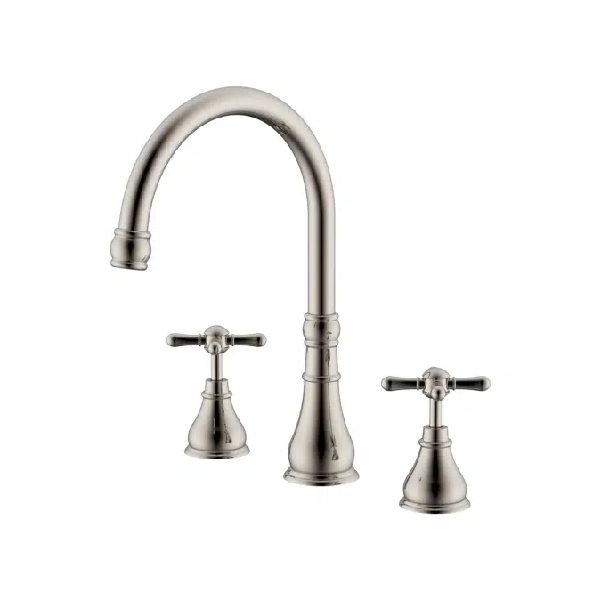 Milli Voir Brushed Nickel Cross Handles Sink Set 2265485
