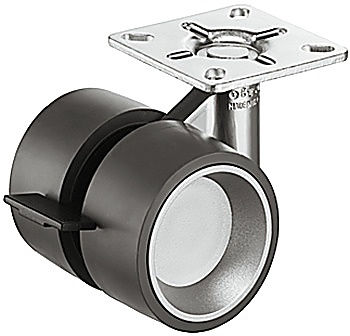 Twin wheel castor, Load bearing capacity 80 kg, steerable with brake - 660.33.511