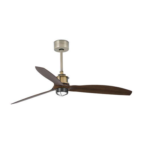 JUST FAN M Ceiling fan aged gold/walnut 3000K 0-10V/1-10V
