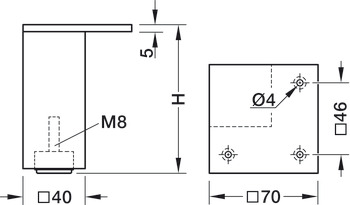 Aluminium Furniture Foot with Height Adjustment - 634.74.661