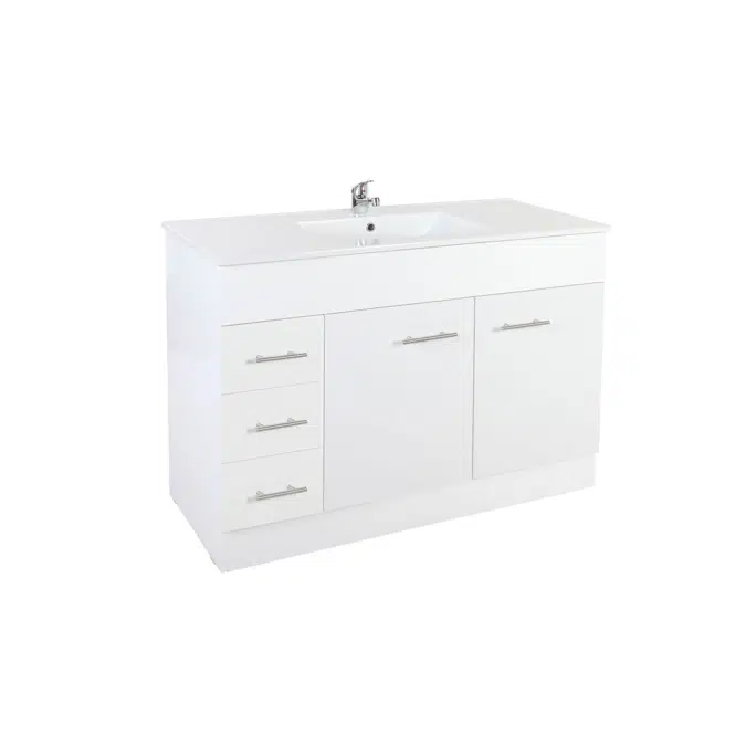 Bristol MK2 1200mm White 1 Door 3 Left Drawer 1 Taphole Vanity Unit 2351538
