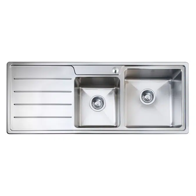 Memo Hugo 1 & 3/4 Bowl Sink Right Hand Bowl with Drainer V2 2403006