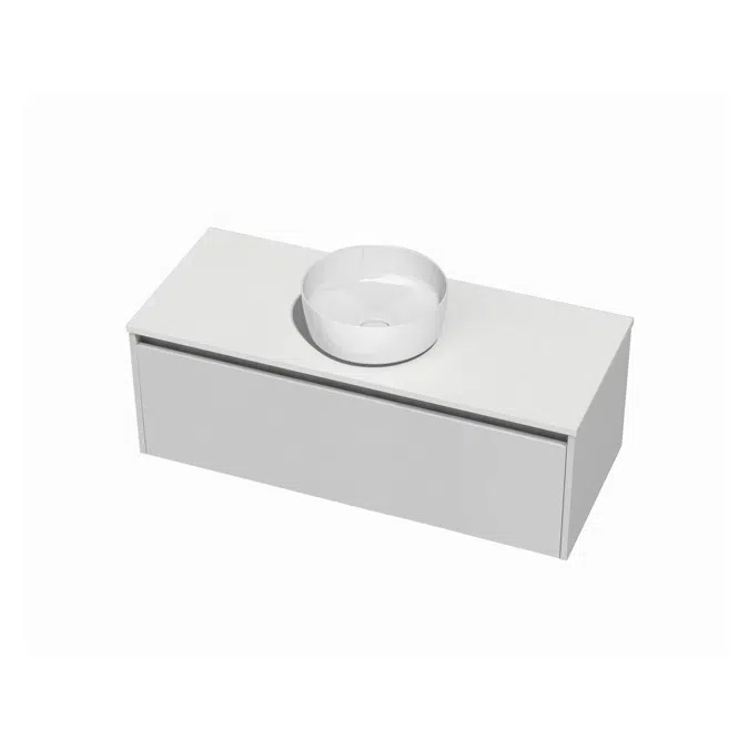 1200mm Centre 1 Drawer Cherry Pie White 370mm Round Basin Wall Vanity 9509332