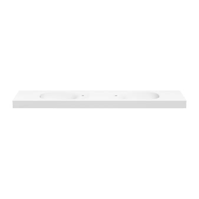 Kado Lussi 1800mm Double Wall Basin Side Shelf with Overflow 2 Taphole Matte White 9511999