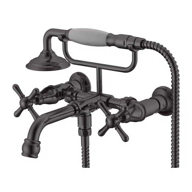 Milli Voir Wall Telephone Bath Set Cross Handles Brushed Gunmetal 2265538