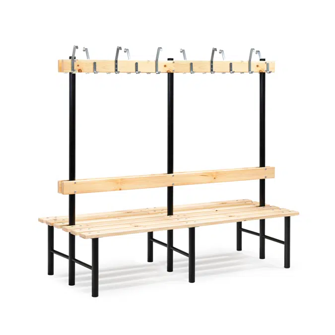 Stadium Double Bench with Hook Rail