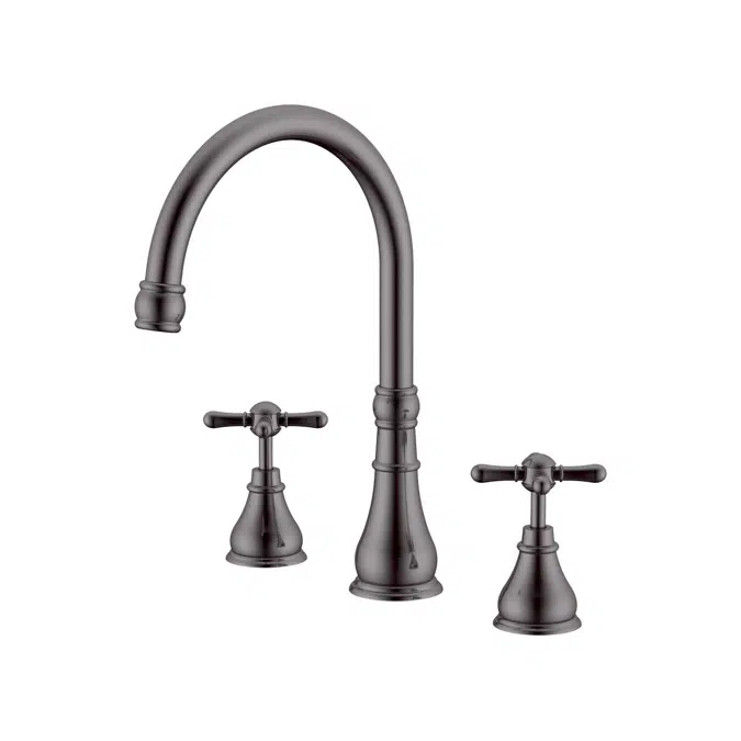 Milli Voir Brushed Gunmetal Cross Handles Sink Set 2265546