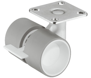 Twin wheel castor, Load bearing capacity 35 kg, steerable with brake - 660.33.591