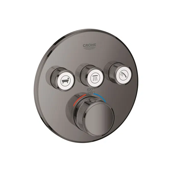 Smart Control Concealed Thermostat 3 Button Round Hard Graphite 9510729