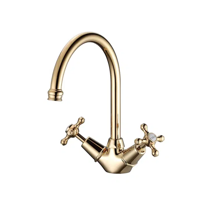 Kado Era Small Cross Handles Sink Mixer Brass Gold 9507633