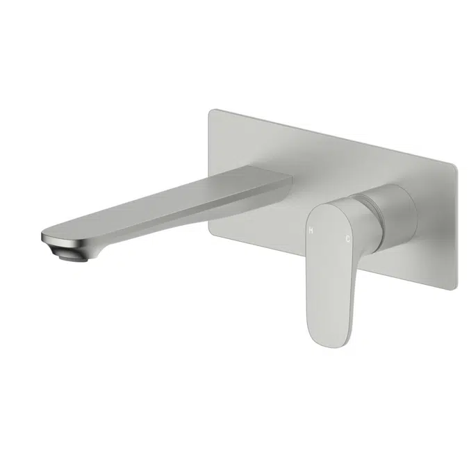 Mizu Silk Brushed Nickel Wall Basin Mixer Set Kit (5 Star) 9512010