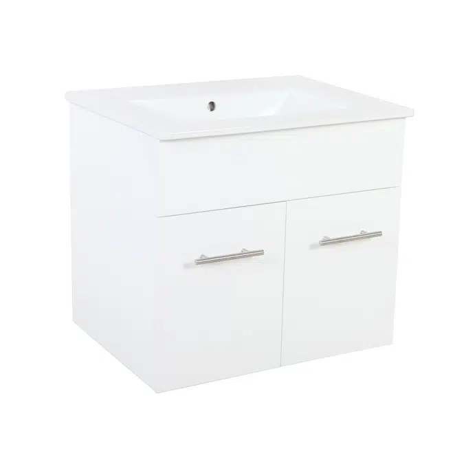 Posh Bristol MK2 600mm White Wall Hung Vanity Unit Centre Bowl 2 Door 3 Taphole 2351535