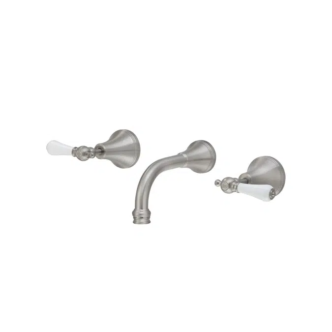 Kado Era Brushed Nickel Wall Bath Set 150mm Lever Porcelain Handle 9512068