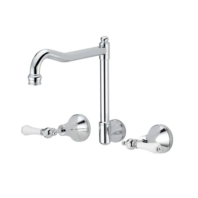 Kado Era Chrome Wall English Sink Set Lever Porcelain Handle 9507647