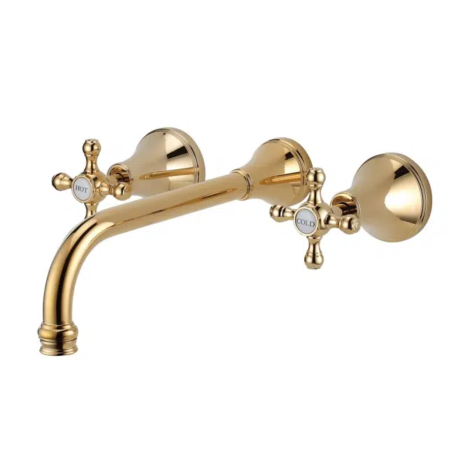 Kado Era Pirinç Altın Duvar Banyo Seti 250mm Çapraz Kollar 9507591