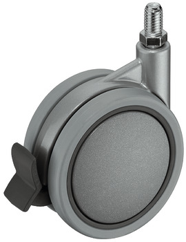 Twin wheel castor, Load bearing capacity 50 kg, steerable with brake - 661.55.911