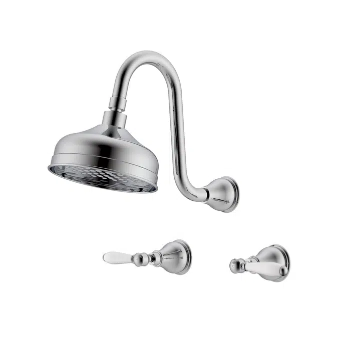 Milli Monument Edit Chrome Porcelain Handles Gooseneck Shower Set 4204461
