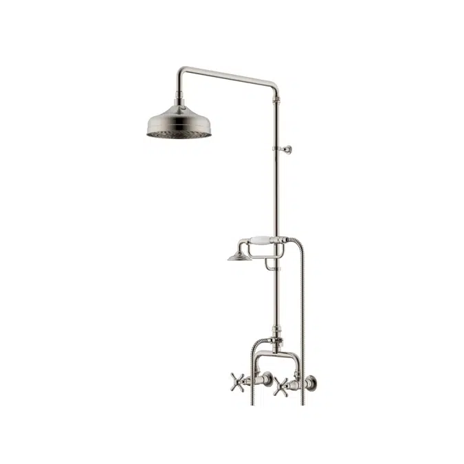 Milli Monument Edit Brushed Nickel Cross Handles Telephone Shower Set 4204507