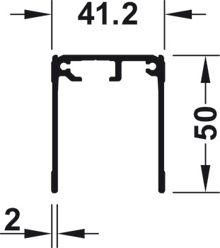 Tek kılavuz ray, üst, vida sabitleme için, yükseklik 50 mm, ön delikli - 403.60.346