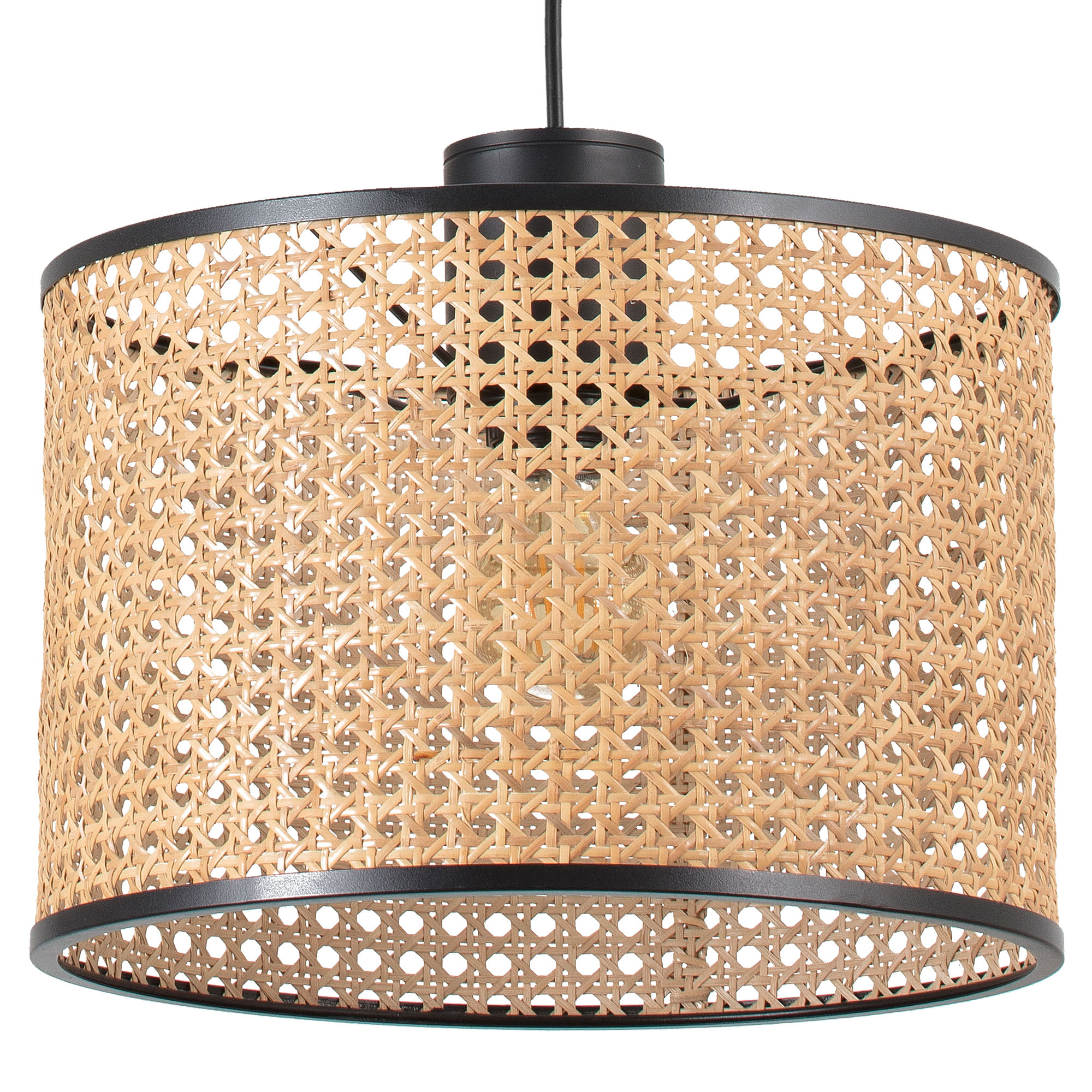 MAMBO 320 Black/rattan pendant lamp with plug