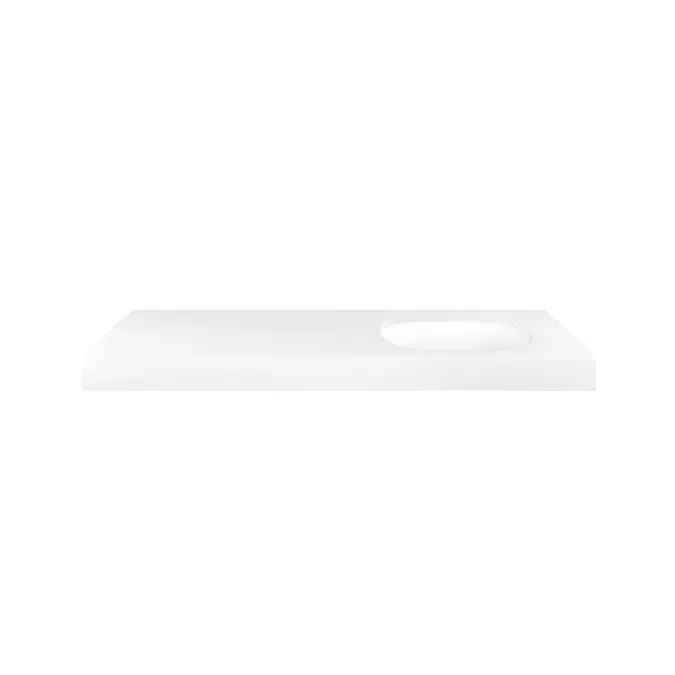 Kado Lussi 1200mm Right Hand Wall Basin Rear Shelf with Overflow 1 Taphole Matte White 1810653