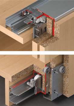 Sliding door fitting, Hawa Combino 80 H VF ul, Set - 405.71.015
