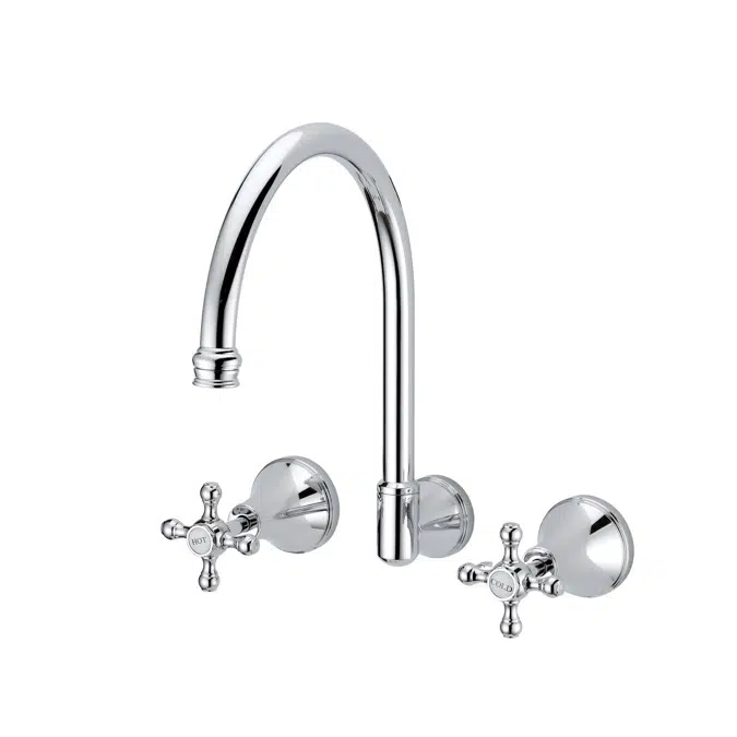 Kado Era Chrome Wall Sink Set Cross Handles 9507645