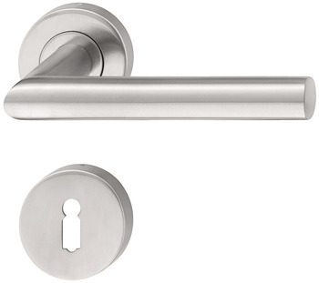 Door handle set, stainless steel, G-shape, rose - 902.91.076