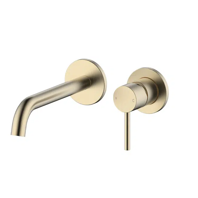 Mizu Drift Wall Basin / Bath Mixer Set 2 Piece Kit Brushed Brass 2267394
