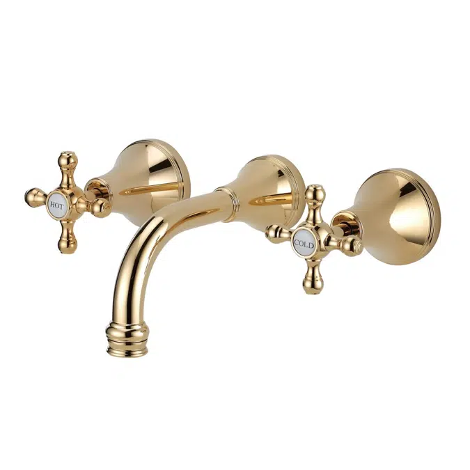 Kado Era Pirinç Altın 150mm Çapraz Kollar Duvar Lavabo Seti 9508829