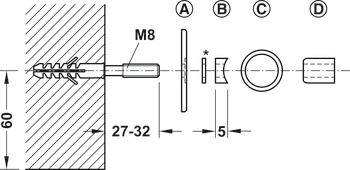 Wall mounting set, for running track - 940.64.042