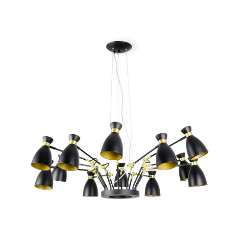 RETRO 12L siyah ve satin altın pendant lamba