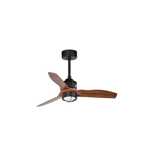 JUST FAN S Ceiling fan black/walnut Wall Control white 3000K