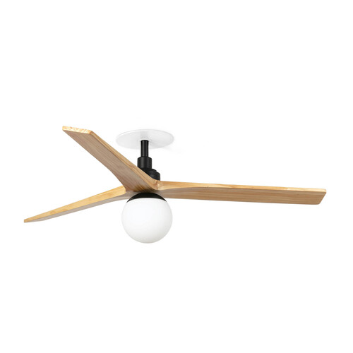 KLIM RECESSED M Ceiling fan siyah/pine E27 duvar kumandası beyaz