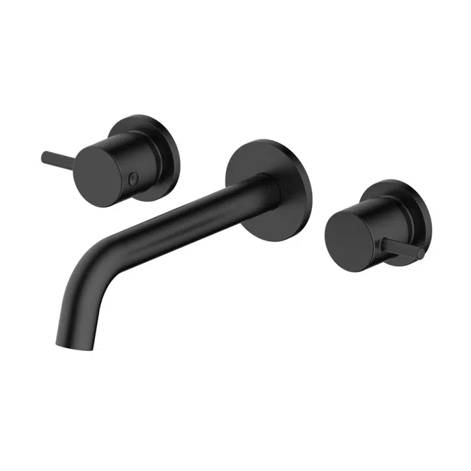 Mizu Drift Wall Basin / Bath Set with Curved Spout 200mm Matte Black 23213