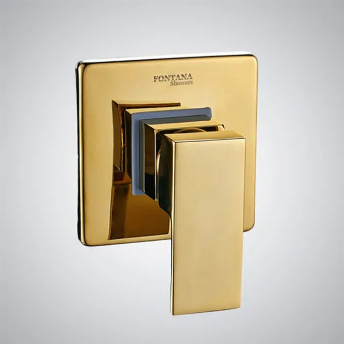 Square Wall Mounted Gold 1 Way Concealed Shower Mixer Valve
