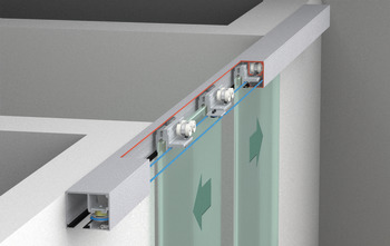 Sliding door fitting, Hawa Porta 100 GW/GWF Synchro, set - 941.00.004