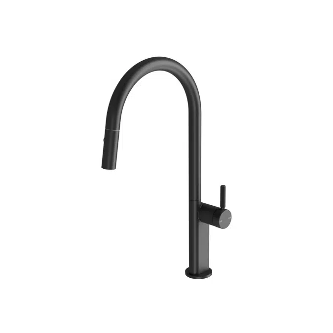 Milli Etch Matte Black Gooseneck Pull Out Sink Mixer 21889