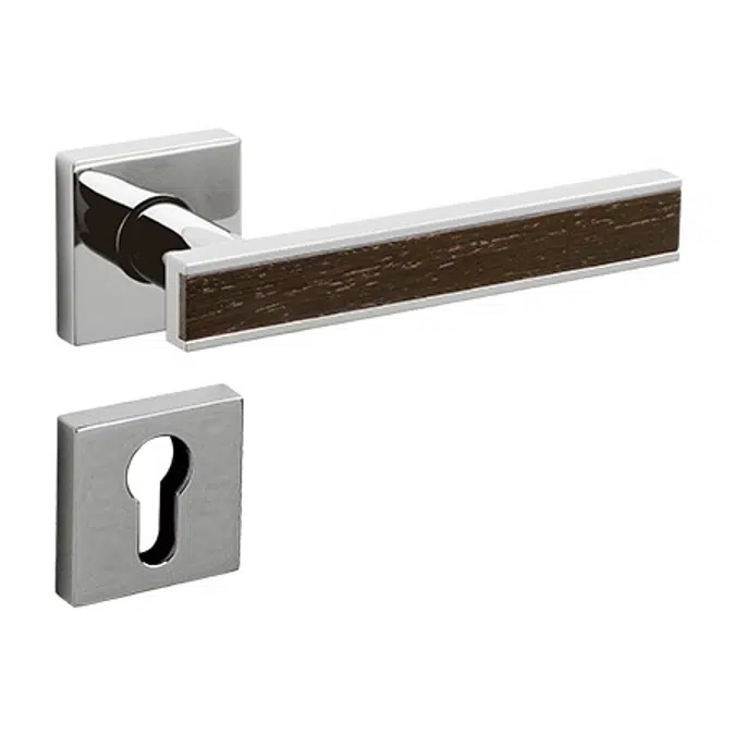 Ahşap Kapı Kolu Seti Kahverengi Krom Koyu Ahşap