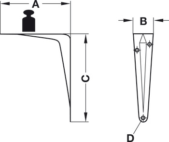 Bracket, Load bearing capacity 30‒50 kg per pair, rigid, steel - 287.30.185