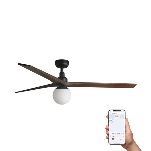 KLIM L Ceiling fan siyah/ceviz E27 TUYA