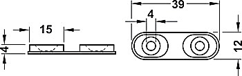 Base element, For glide inserts 17 x 12 mm - 650.22.348