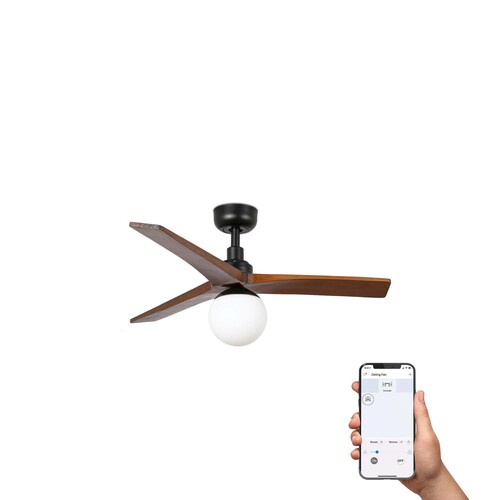 KLIM S Ceiling fan siyah/ceviz E27 TUYA