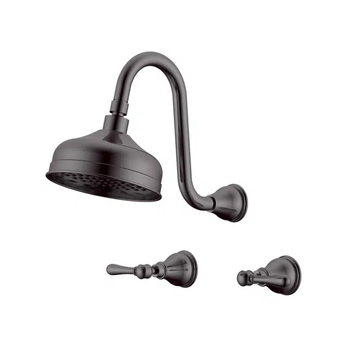 Milli Monument Edit Brushed Gunmetal Lever Handles Gooseneck Shower Set 4204516