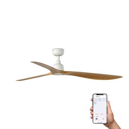 OUTWOOD L Ceiling fan beyaz/oak IP44 TUYA
