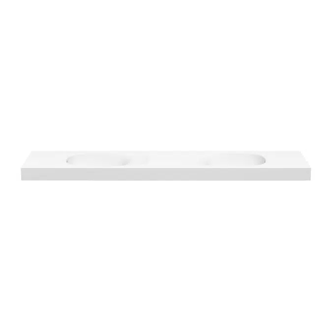 Kado Lussi 1800mm Double Wall Basin Side Shelf with Overflow No Taphole Matte White 9511998