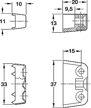 Cabinet connector, For screw fixing - 262.61.700