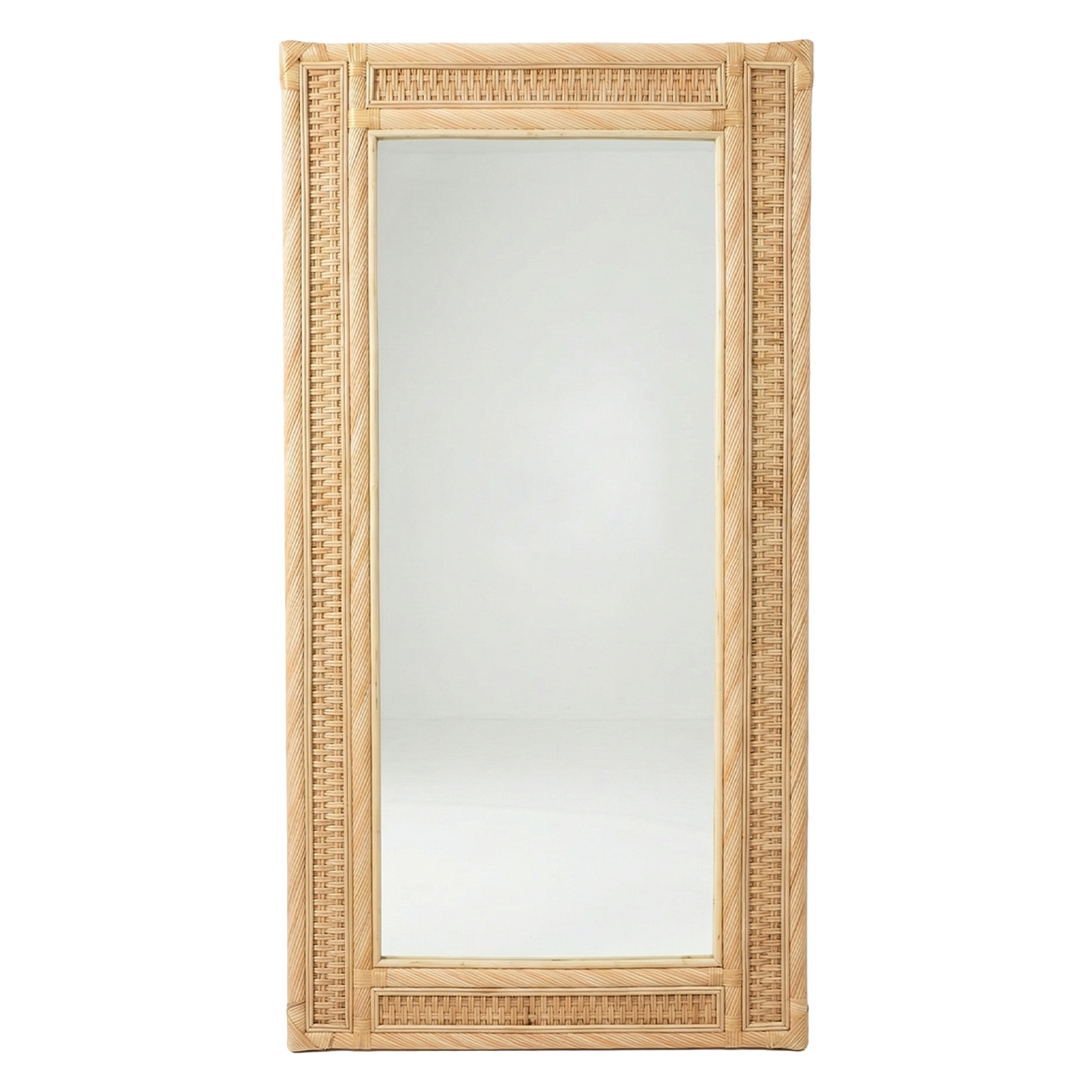 Majestic Natural Rattan and Bamboo Full-Length Mirror 105x205 cm