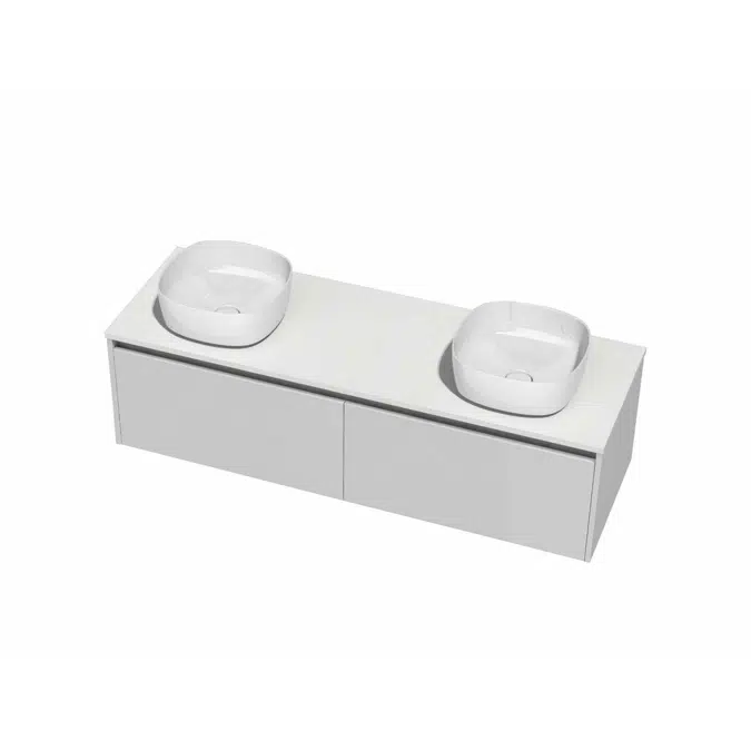 1200mm 2 Drawer Cherry Pie White Double Basin Wall Vanity 9509351
